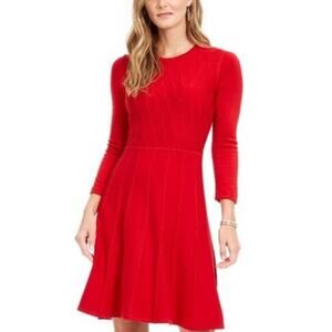 Jessica Howard Red Textured Sweater Dress